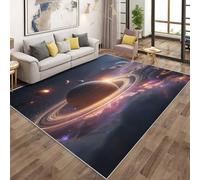 Space Area Rugs for Living Room, Planet Galaxy Universe Rugs for Bedroom 80x120cm, Machine Washable Carpet, Non Slip Soft Low Pile Patterned Indoor Rug