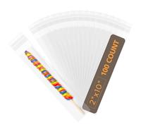 Space Art Deco 2x10 inches Self Sealing Cellophane Bags 100 Pack, Crystal Clear Pretzel Rod Storage Bags for Candy, Party Favors, Pretzels