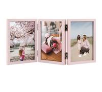Space Art Deco Triple 4x6 Picture Frame, 3 4x6 Folding Photo Frame, Standing Vertically on Desktop or Tabletop, Home Decorative Christmas, Pink