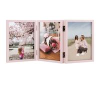 Space Art Deco Triple 5x7 Picture Frame, 3 5x7 Folding Photo Frame, Standing Vertically on Desktop or Tabletop, Home Decorative Christmas, Pink
