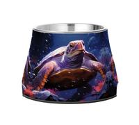 Space Art Sea Turtle Non Slip Anti Skid Dog Bowls Stainless Steel Food Water Bowl Stackable Pet Puppy Dishes