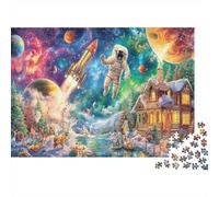 Space Astronaut 1000pc DIY Jigsaw Puzzle for Adults & Teens Premium Paper Cardboard Fantasy Universe Home Decoration Wall Display VaCation Indoor Jigsaw EduCational Game 38x26cm/1000pcs