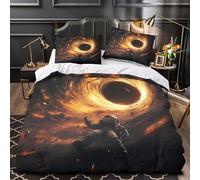 space astronaut 3D Printing Duvet Insert Cover 3pc Premium Microfibre Concealed sci-fi cosmic adventure Duvet Cover 2 Pillowcases Lightweight Stain-Resistant Teens Young Adults Super king（260x220cm）