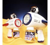 Space Astronaut Bubble Machine for Toys 10-Hole Electric with Fast Output 5000 Bubbles per Minute 360 Leak-Proof Design Automatic Operation Build-In Blue LED Light Unique Theme ABS Perfect Summer Ages