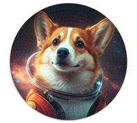 Space Astronaut Corgi Puzzles for 1000 Piece 1000-Piece Round Jigsaw Puzzle Ideal for Lover, Perfect Christmas, New Year, Valentine's Gift 67.5x67.5cm