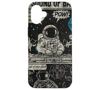 Space Astronaut DJ Beats Vinyl Record Retro Galaxy Case for iPhone 16 Plus