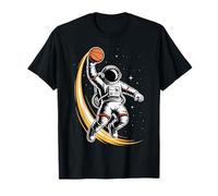 Space Astronaut Dunking Basketball Art T-Shirt