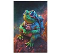 Space Astronaut Frog Jigsaw Puzzles for Adults 1000 Piece Wooden Puzzle for Kids Challenging Game （78×53cm）