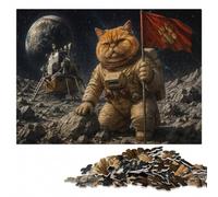 Space Astronaut Funny Cat Wooden Puzzle 1000 Pieces, Adult Jigsaw | Puzzle for Adults: visual matching for a more organised build over several sessions.