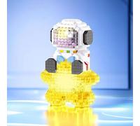 Space Astronaut Mini Building Set Micro Blocks with LED Lighting Kit (387 PCS) for Ages 14 and Up - Nano Compatible Spaceman on The Moon Mini Blocks Set DIY Bricks Toy