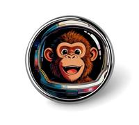 Space Astronaut Monkey Lapel Pin Cute Metal Brooch Pin Fashionable Round Badge for Shirts, Hats, Jackets Unique Fashion Accessories Gift for Men & Women