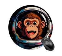 Space Astronaut Monkey Round Mouse Pads Non-Slip Rubber Base Mouse Mat Cute Mousepad Funny Computer Desk Accessories for Office Home Gaming Work 7.8 X7.8 Inch