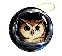 Space Astronaut Owl Christmas Tree Ornaments Ceramic Xmas Round Pendant Keepsake Gift for Xmas Tree Winter Holiday Hanging Ornament for Women Men 2.8 Inch 4 Pcs