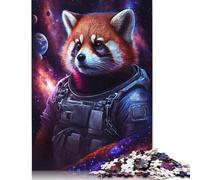Space Astronaut Red Panda Jigsaw Puzzles for Adults 500 Pieces Wood Puzzle Birthday Gifts Jigsaw Puzzle, Family Games Together 500pcs (52x38cm)