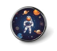 Space Astronaut Round Badge Cute Enamel Lapel Pin Brooches Button Pin Personalized Clothing Decoration Unisex Badge Holder Hats Bags Shirts Decor
