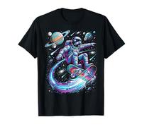 Space Astronaut Skateboarding Solar Systems Cosmic Rider T-Shirt