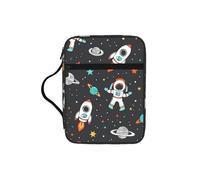 Space Astronaut Star Bible Cover for Women Men Galaxy Planet Carrying Book Case Church Bag Bible Protective with Handle and Zippered Pocket