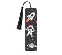 Space Astronaut Star Bookmark Galaxy Planet Wooden Bookmark with Tassel Book Mark for Women Men Reading Page Markers Gifts for Book Lovers