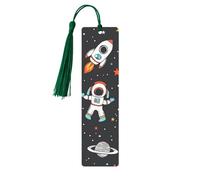 Space Astronaut Star Bookmark Galaxy Planet Wooden Bookmark with Tassel Book Mark for Women Men Reading Page Markers Gifts for Book Lovers