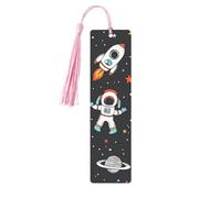 Space Astronaut Star Bookmark Galaxy Planet Wooden Bookmark with Tassel Book Mark for Women Men Reading Page Markers Gifts for Book Lovers