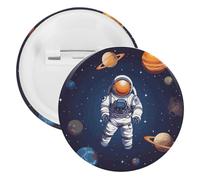 Space Astronaut Tinplate Badge Personalized Round Brooch Large Craft Button Suitable for Teachers, Nurses, Doctors, Staff, Party Gift Accessories, 5PCS, Plastic, plastics