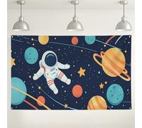 Space Astronaut Wall Backdrop, Colorful Cosmic Galaxy Art Decoration, Perfect Background for Photography Events and Sci-Fi Parties 71x43 Inch