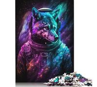 Space Astronaut Wolf 500 Piece Jigsaw Puzzle for Adult Toy Intellectual Game Educational Game for Adult Stress Relief Home Decoration 500pcs (52x38cm)
