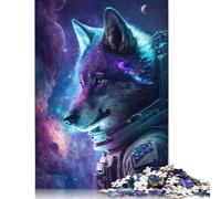 Space Astronaut Wolf Jigsaw Puzzle for Adults 1000 Pieces Wooden Jigsaws Puzzles Decompression Game Toy Puzzle Challenging Game 1000pcs (75x50cm)