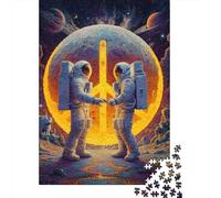 Space Astronauts Greeting Jigsaw Puzzle for Adults, 1000 Pieces, 52x38cm/1000pcs, Relaxing Indoor Activity, Family Time And Puzzle Lovers