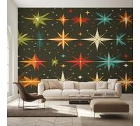 Space Atomic Galaxy Wallpaper for Living Room, Mid Century Wall Mural, Non-Woven Photo Wallpaper for Bedroom, Home Decor Wall Paper 200 x 140 cm (W x H) Y&W72