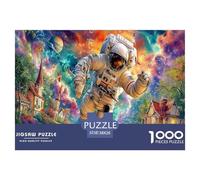 Space Balloon Fantasy 1000 Piece Recycled Paper Puzzle -Astronaut in Vibrant Scene Puzzles for Adults Gifts Educational Game Challenge Wall Decor38x26cm/1000pcs