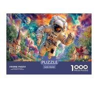 Space Balloon Fantasy Challenging Puzzles 1000 Pc - Astronaut in Vibrant Scene for Men And Women Recycled Paper Suitable for Wall Decompression70x50cm/1000pcs