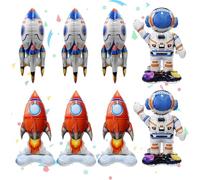 Space Balloons for Adult Party Decorations - 8PCS Outer Space Foil Balloons Set, Includes Astronaut, Rocket & Spaceship Balloons, Durable Reusable Balloons for Themed Parties & Celebrations