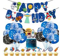Space Birthday Decorations, Outer Space Theme Party Decorations, Astrobot Birthday Party Supplies, Galaxy Party Decor Balloons Cupcake Toppers