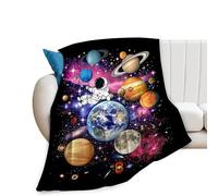 Space Blanket Galaxy Astronaut Throw Blankets Cozy Fleece Flannel Blanket Soft Warm Plush Lightweight Solar System Gifts Bedding for Boys Girls Teens Kids Adults for Couch Sofa Bed 40"X50"