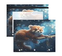 Space Blue Red Panda 3 Ring Binder Clear Binders Pencil Pouches Bags Case(2 Pack)