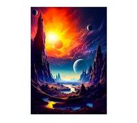 Space Canyon Space Poster, Colourful Abstract Astronomy Wall Art Home Decor, Astronaut Planets Print, Archival Matte, A4 (Print Only) - 29.7x21cm