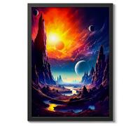 Space Canyon Space Poster, Colourful Abstract Astronomy Wall Art Home Decor, Astronaut Planets Print, Archival Matte, A3 (Black Frame) - 42x29.7cm