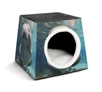 Space Capsule Pet House - Oxford Fabric Pet House for Cats, Dogs, Guinea Pigs and Small Pets, Family and Travel, 13.8 "x 13.8" X 11.8"