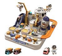 Space Car Adventure Toy - Educational Track Game | Puzzle Race Track Set with 3 Mini Cars and Astronaut, Space Breakthrough Adventure, Mechanical Link No Battery Toy, for Kids Boys Girls Age 3 Years