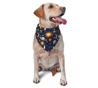Space Cartoon Planet Print Dog Bandana for Small Medium Large Dogs, Adjustable Cute Cat Dogs Kerchief Triangle Bibs Scarf Handkerchief Accessories