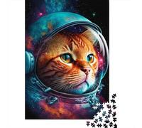 Space Cat 1000 Piece Jigsaw Puzzle Paper Adults Astronaut Cosmic Style Jigsaw Puzzle for Adults Mindfulness Home Decor 38x26cm/1000pcs