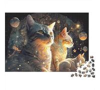 Space Cat 1000 Piece Jigsaw Puzzle Paper for Adults Cosmic Fantasy Jigsaw Puzzle for Family Relaxation Home Decor 38x26cm/1000pcs
