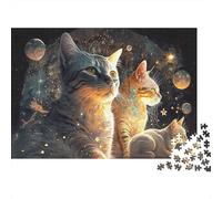 Space Cat 1000 Piece Jigsaw Puzzle Paper Jigsaw Puzzle for Adults Galaxy Fantasy Puzzle Game for Family Relaxation Decoration 52x38cm/1000pcs