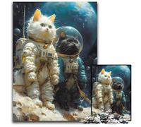 Space Cat Astronaut Piece Jigsaw Puzzle Challenging Puzzles Ideal for Family Fun RelaxationHoliday Gifts 1000 PCS(38x26cm)