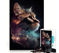 Space Cat Celestial Star 1000 Piece Jigsaw Puzzles for Teenagers Jigsaw Enhance Memory Cozy Relax Firm Cut Festive Gift (38x26cm)