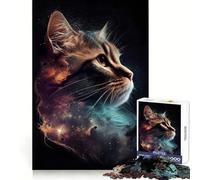 Space Cat Celestial Star 1000 Pieces Jigsaw Puzzles for Teenagers Memory Upgrade Casual Relax Sharp Cut Art Display (50x75cm)
