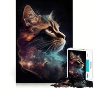 Space Cat Celestial Star Jigsaw Puzzles 1000 Pieces for Teenagers Logic Game Warm Time Precise Cut Art Collection Piece (38x52cm)
