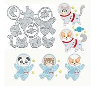 Space Cat Dog Metal Die Cuts,Animal Cat Dog Outer Space Astronauts Cutting Dies Cut Stencils DIY Scrapbooking Decorative Embossing Paper Scrapbooking Card Making
