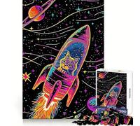 Space Cat Fantasy 1000 Piece Jigsaw Puzzles for Teenagers Jigsaw Smart Toy Indoor Play Accurate Cut (50x75cm)